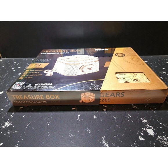 ROKR 3D Wooden Puzzle Mechanical Treasure Box Gear Model Kit Secret Storage Gift - Picture 4 of 6